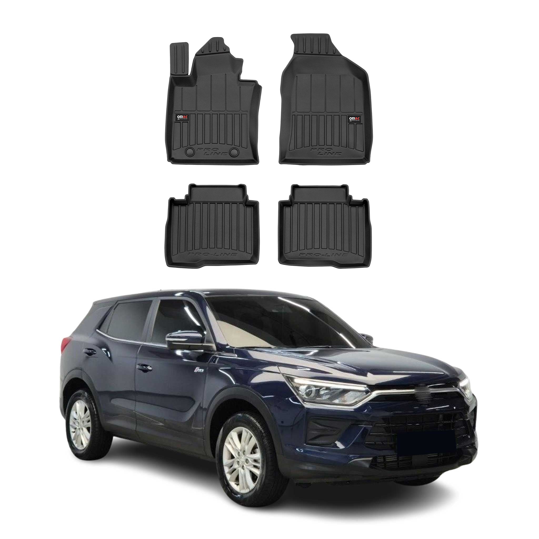 OMAC Premium Alfombrillas De Coche para Ssangyong Korando 2019-2025 TPE Goma 4x