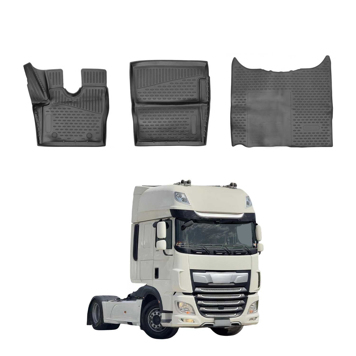 OMAC Alfombrillas De Coche para DAF XF 2019-2025 Negro Goma TPE 3Pza