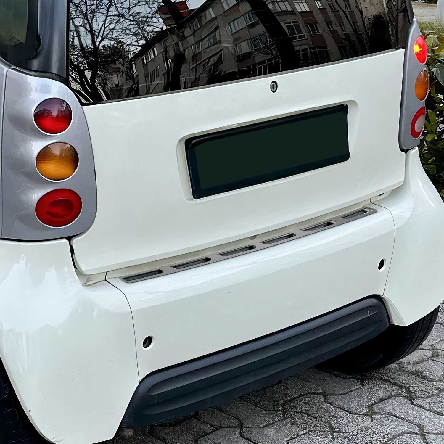 Protector de Parachoques Trasero para Smart 450 1998-2007 Plata Brillante Acero