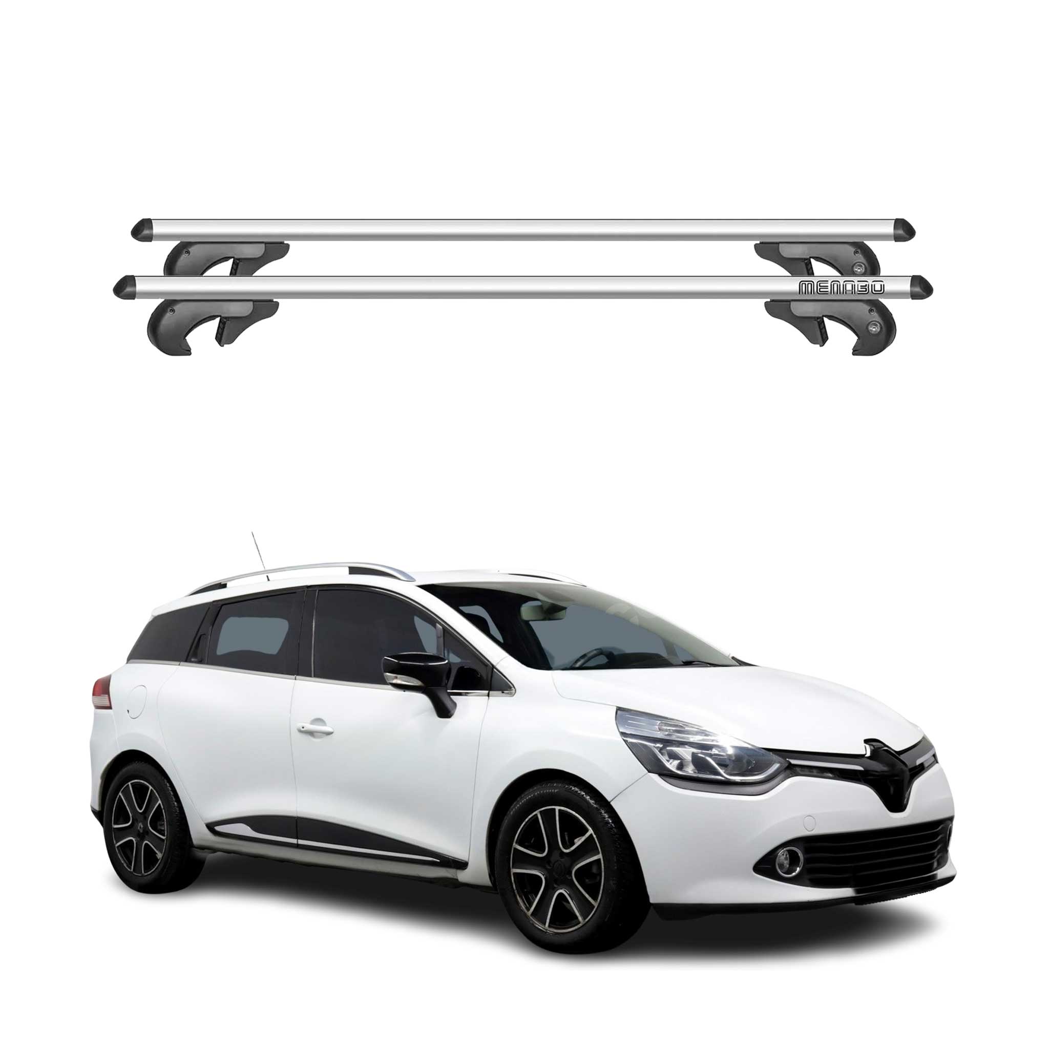 Menabo Barras de Techo Baca para Renault Clio Sportourer 2013-2019 Gris Alu 2Pza