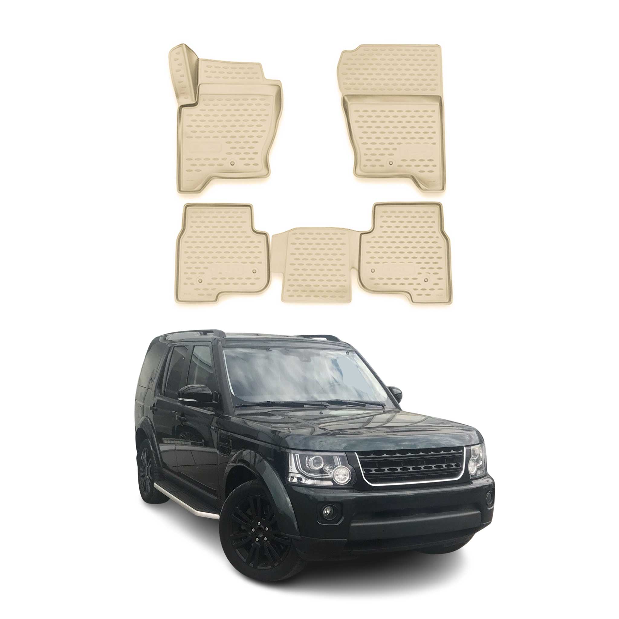 OMAC Alfombrillas De Coche para Land Rover Discovery 2014-2017 Beige Goma TPE 4x