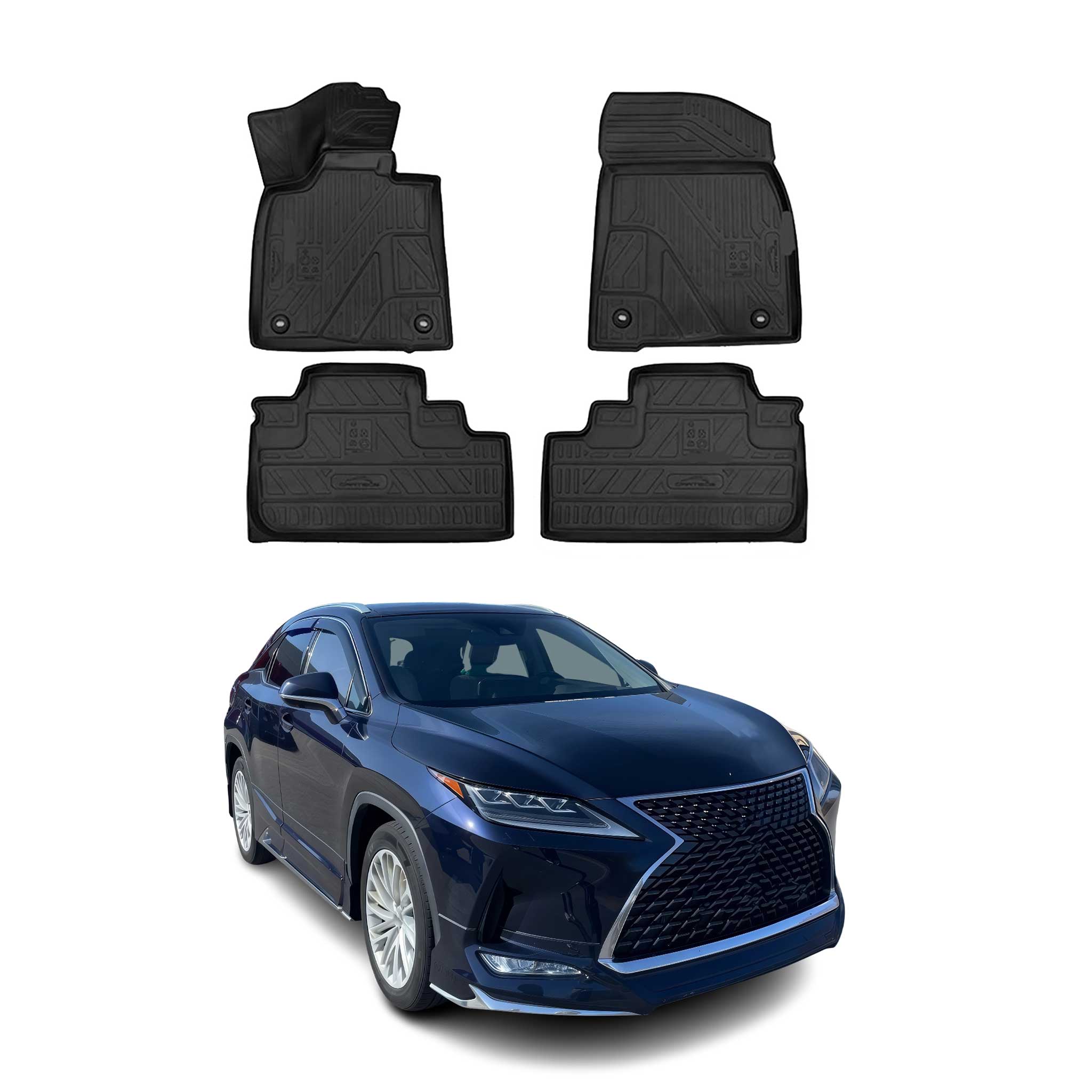 OMAC Alfombrillas De Coche para Lexus RX 2015-2025 Negro Goma TPE 4Pza