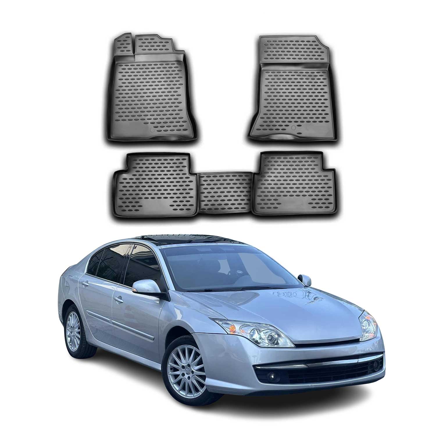 OMAC Alfombrillas De Coche para Renault Laguna 2007-2015 Negro Goma TPE 4Pza