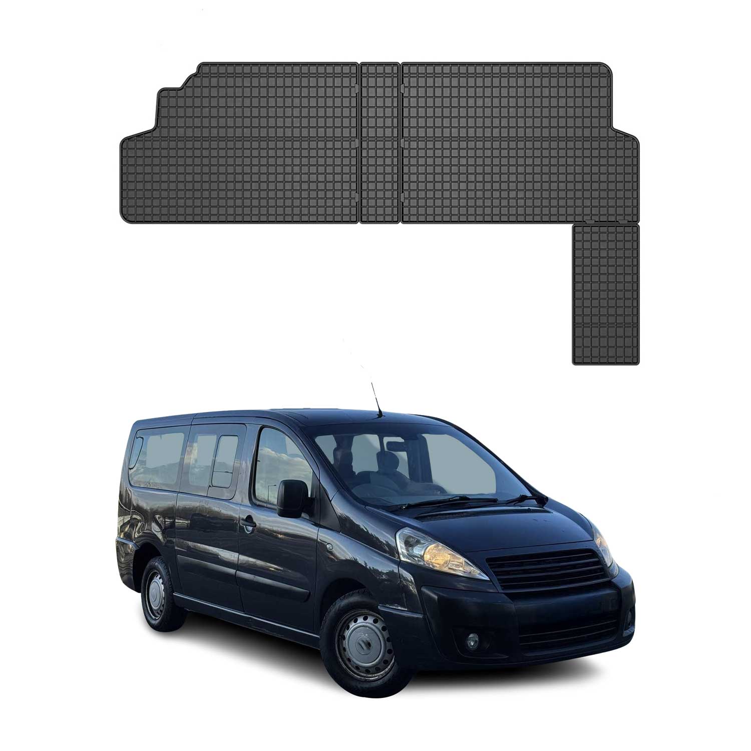 OMAC Alfombrillas De Coche para Fiat Scudo 2007-2016 2.línea Negro Goma TPE 2Pza