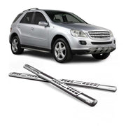 Par de Estribos Barras Laterales para Mercedes ML 2005-2008 Plata Acero 2x