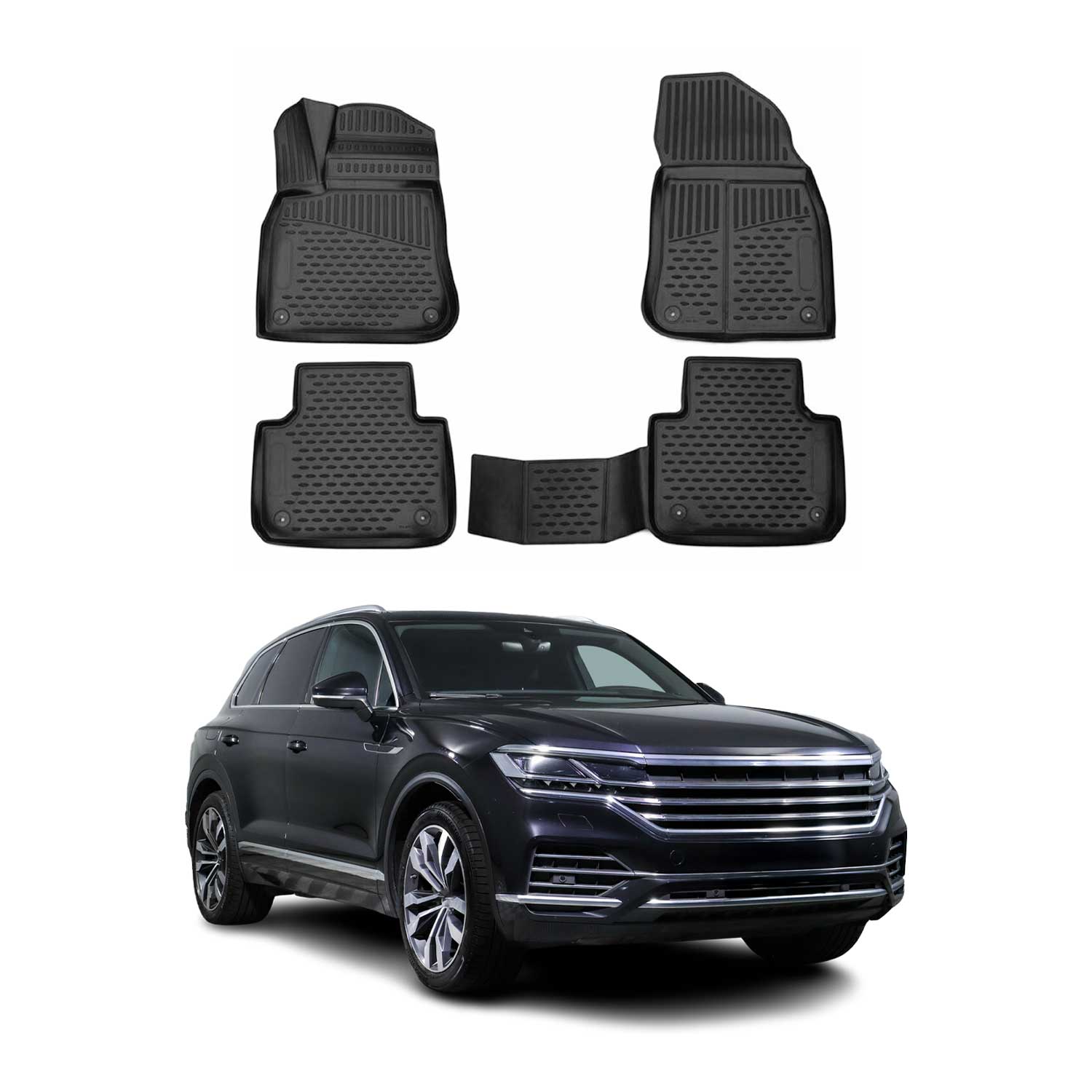 OMAC Alfombrillas De Coche para VW Touareg 2018-2024 Negro Goma TPE 4Pza