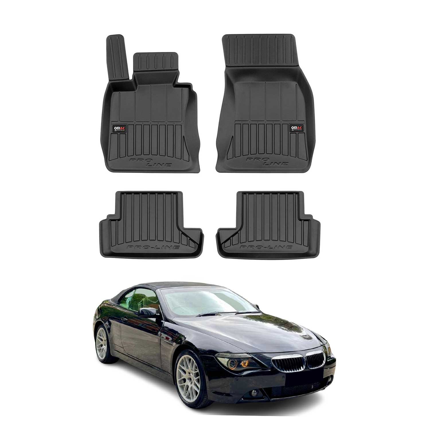 OMAC Premium Alfombrillas De Coche para BMW Serie 6 E64 2004-2010 TPE Goma 4x