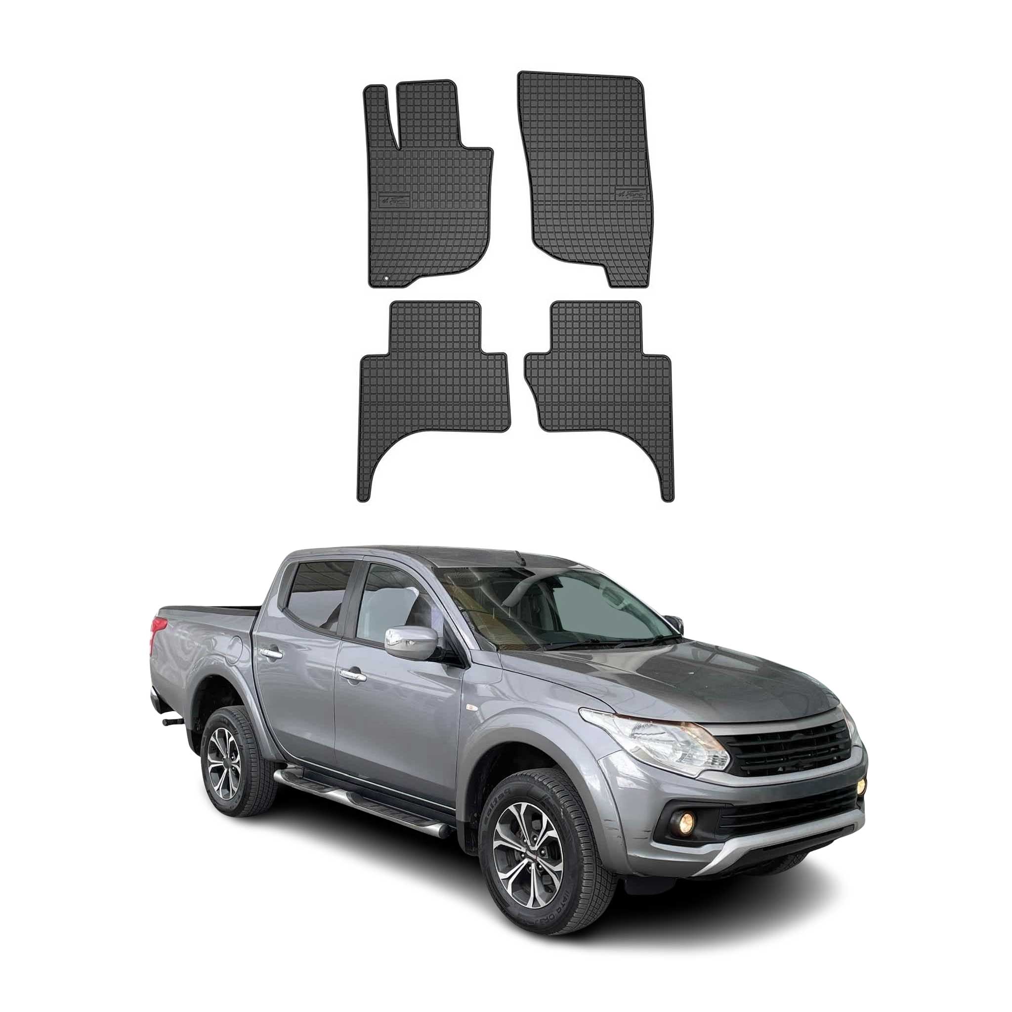 OMAC Alfombrillas De Coche para Fiat Fullback Double Cab 2015-2019 Negro Goma 4x