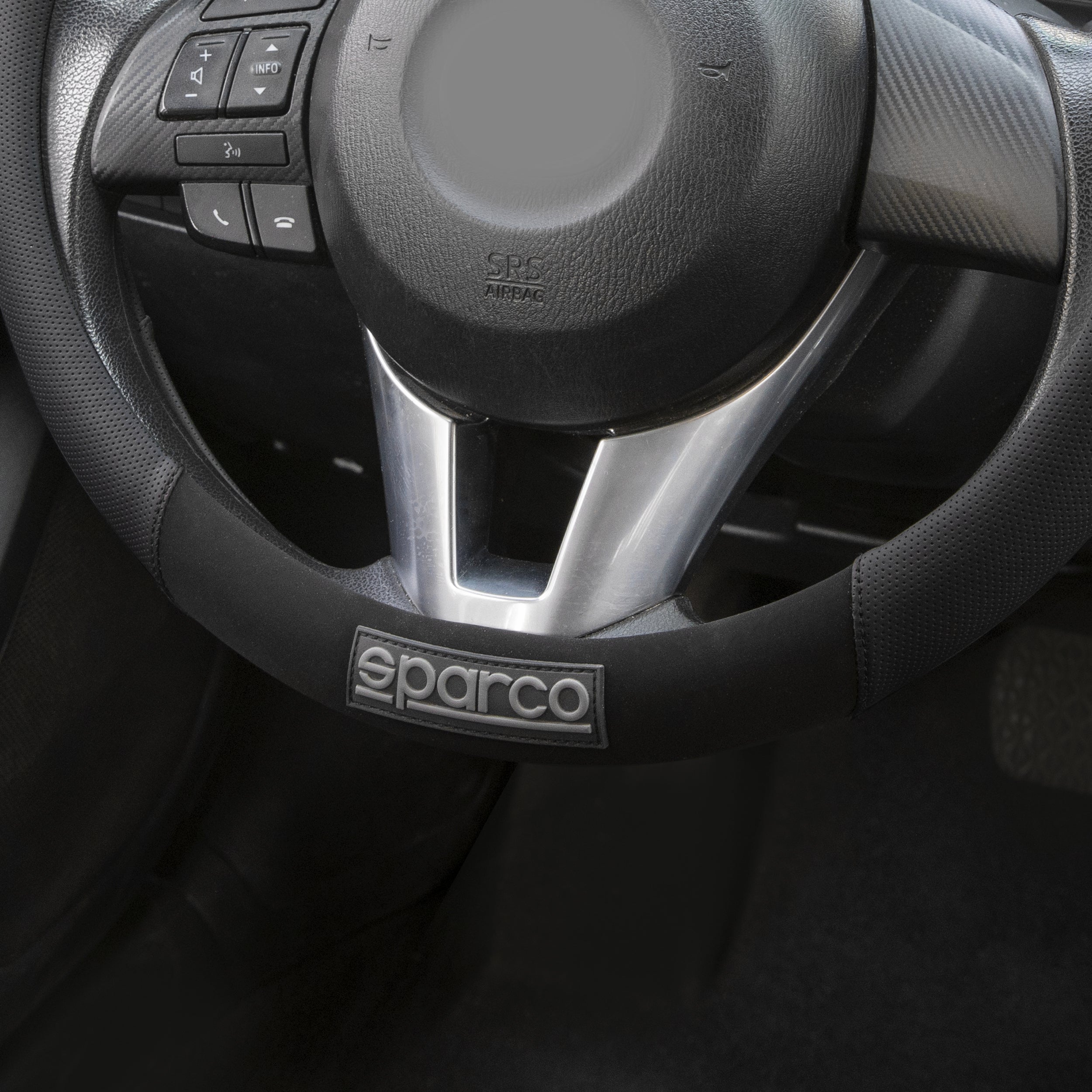 Sparco Cubierta de Para Volante de Automóvil Universal Goma Negro