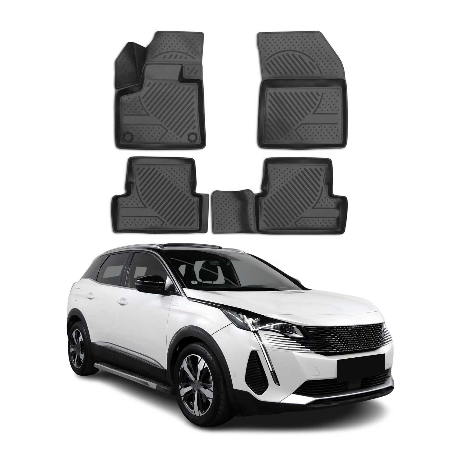 OMAC Alfombrillas De Coche para Peugeot 3008 P84 2016-2024 Negro Goma TPE 4Pza