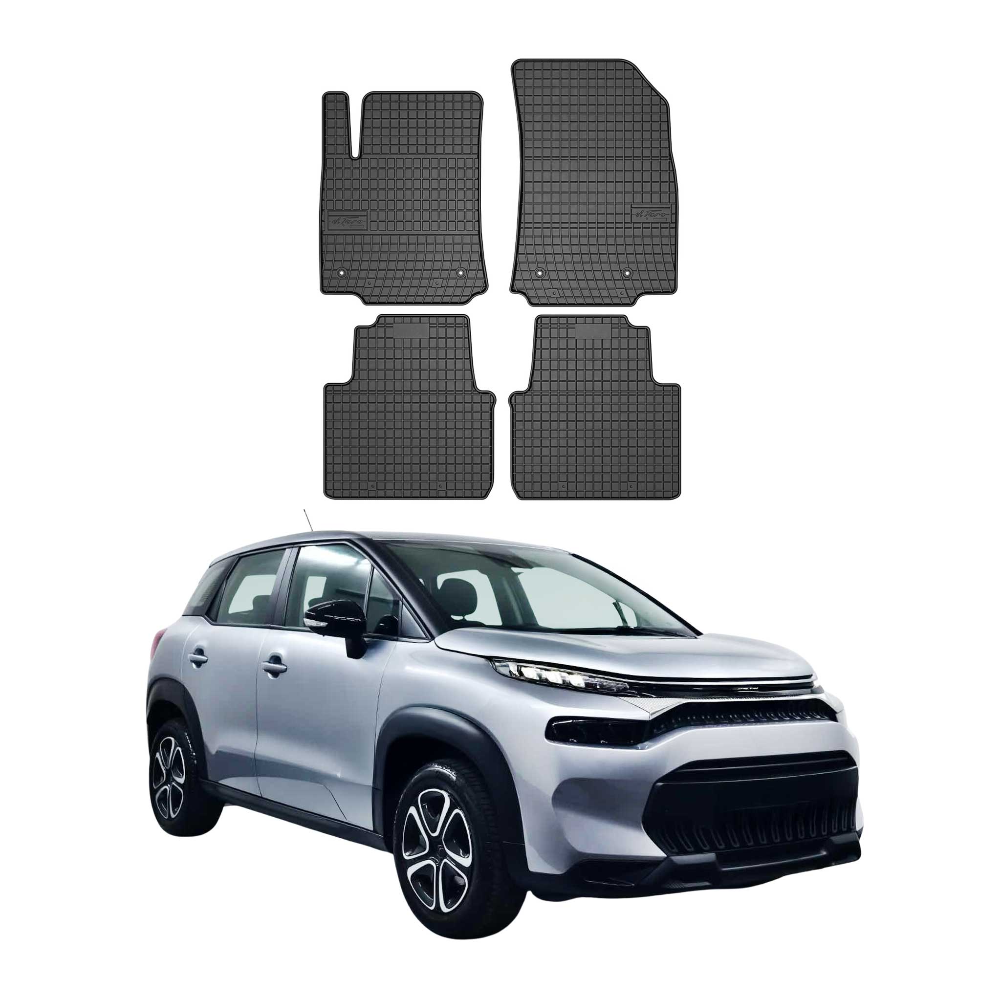 OMAC Alfombrillas De Coche para Citroen C3 Aircross 2018-2024 Negro Goma 4Pza