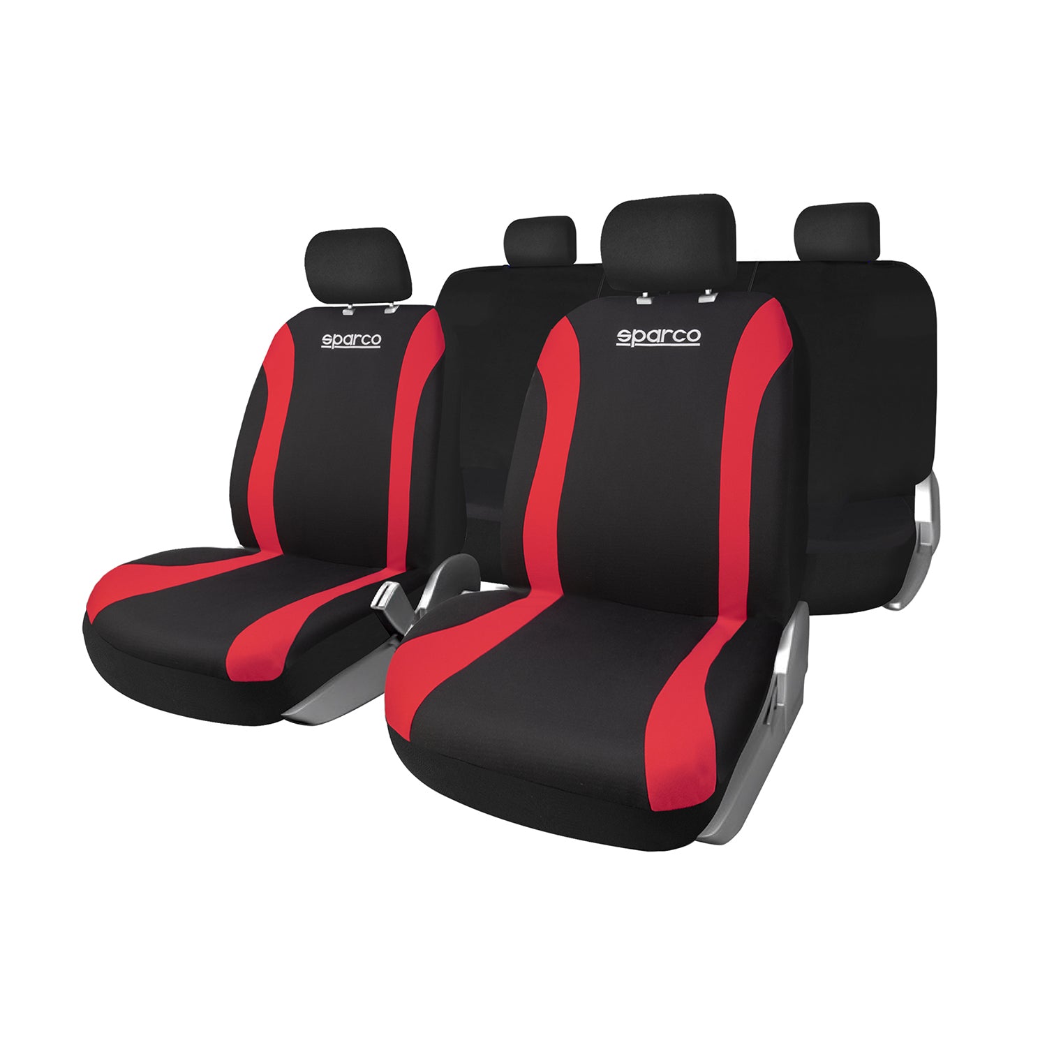 Sparco Funda de Asiento Universal Negro Rojo 9Pza Poliéster
