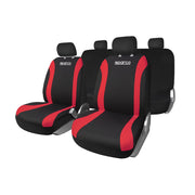 Sparco Funda de Asiento Universal Negro Rojo 9Pza Poliéster