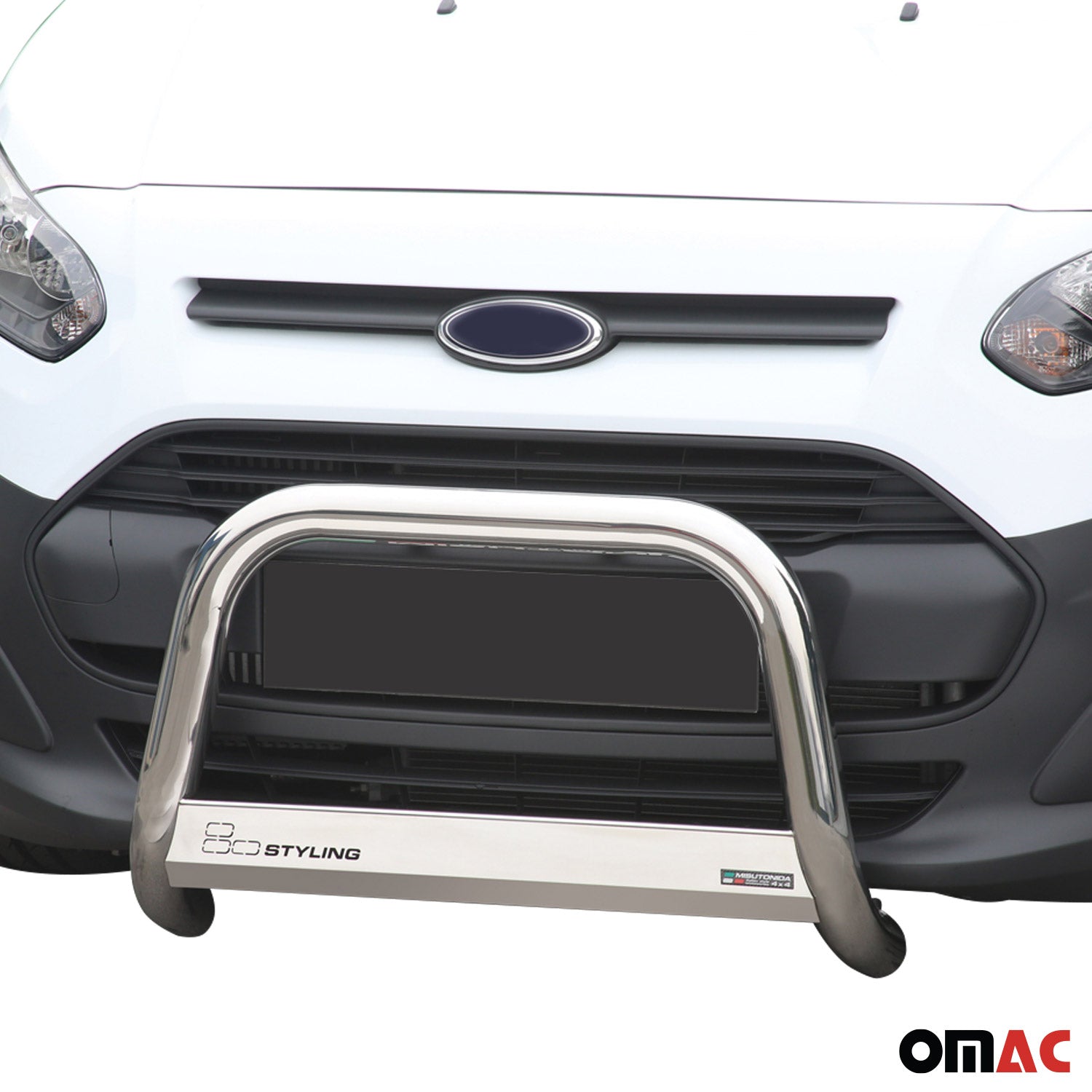 Bull Barra Frontal para Ford Transit Connect 2013-2018 Plata Brillante Acero