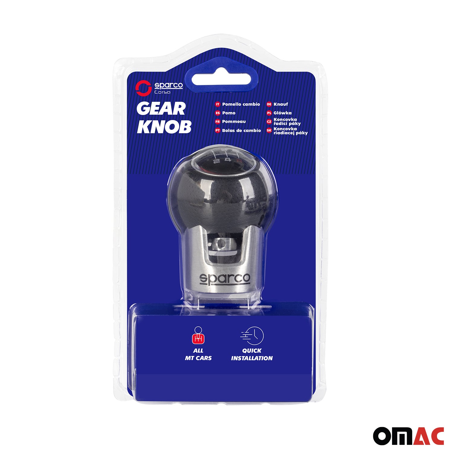 Sparco Palanca de Cambios Universal Negro cuero de pu & Aluminio