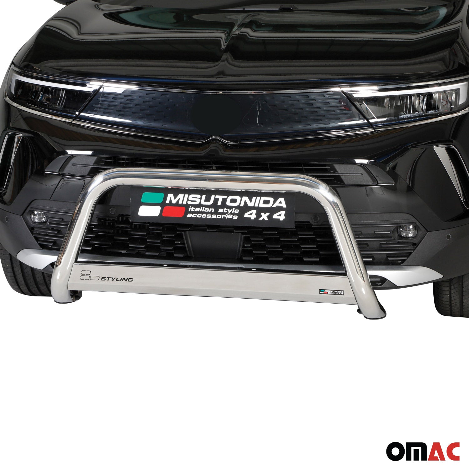 Bull Barra Frontal para Opel Mokka 2021-2025 Plata Brillante Acero 1Pza