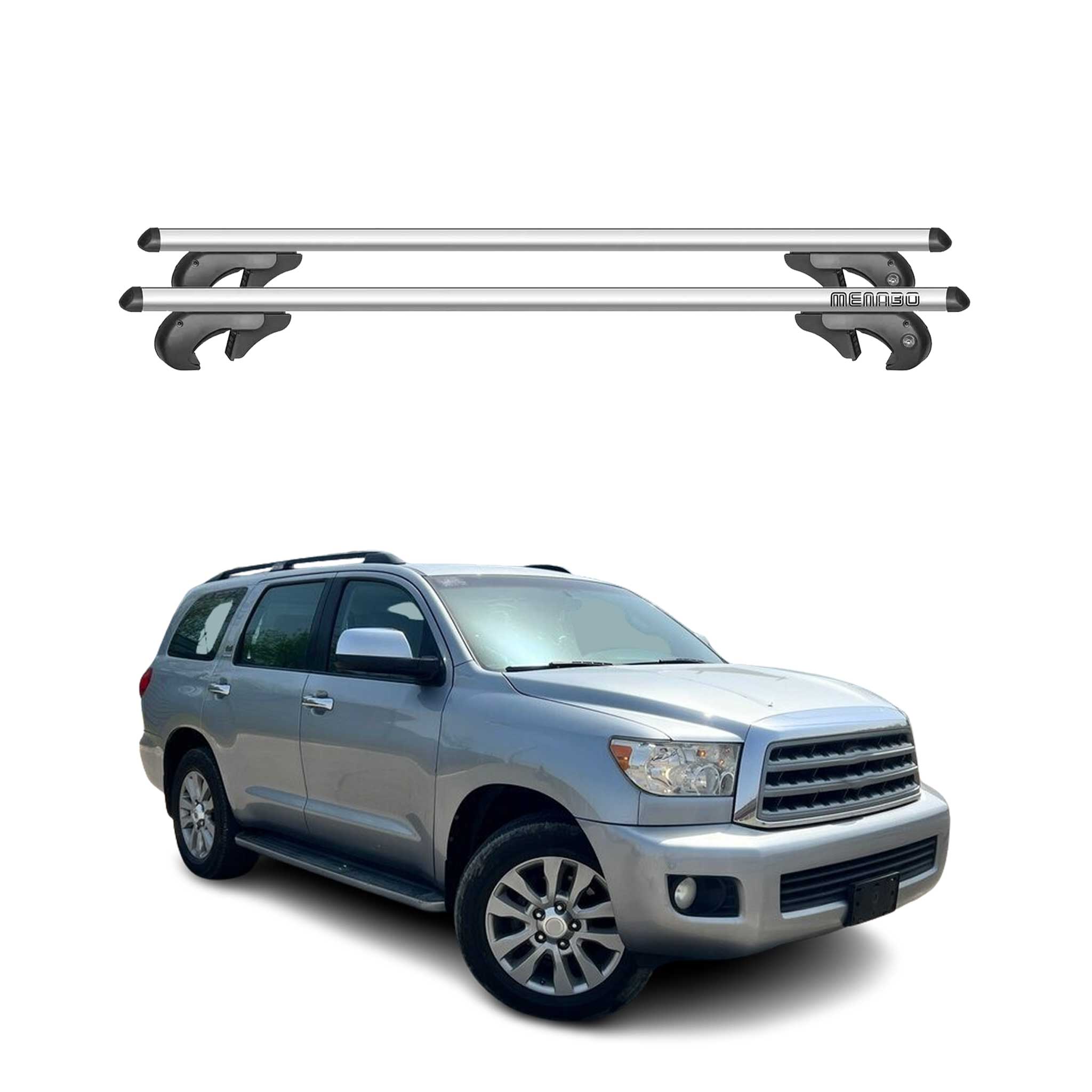 Menabo Barras de Techo Coche Barra para Toyota Sequoia XK60 2007-2009 Gris Alu