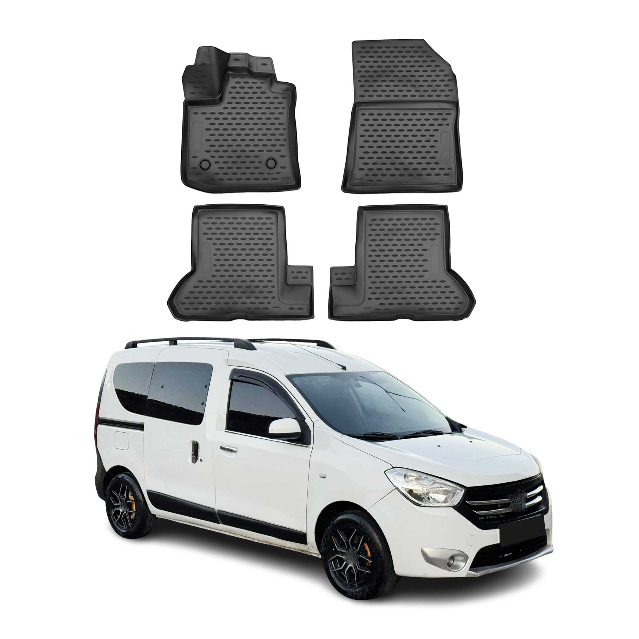 OMAC Alfombrillas De Coche para Dacia Dokker 2012-2021 Negro Goma TPE 4Pza