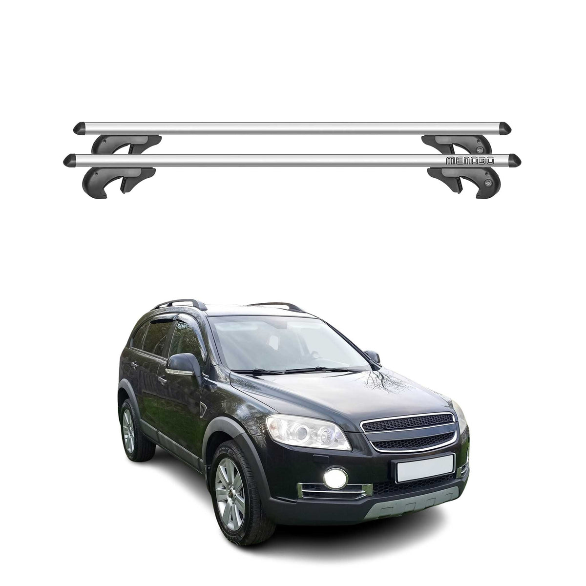 Menabo Barras de Techo Baca para Chevrolet Captiva 2006-2018 Gris Aluminio 2Pza