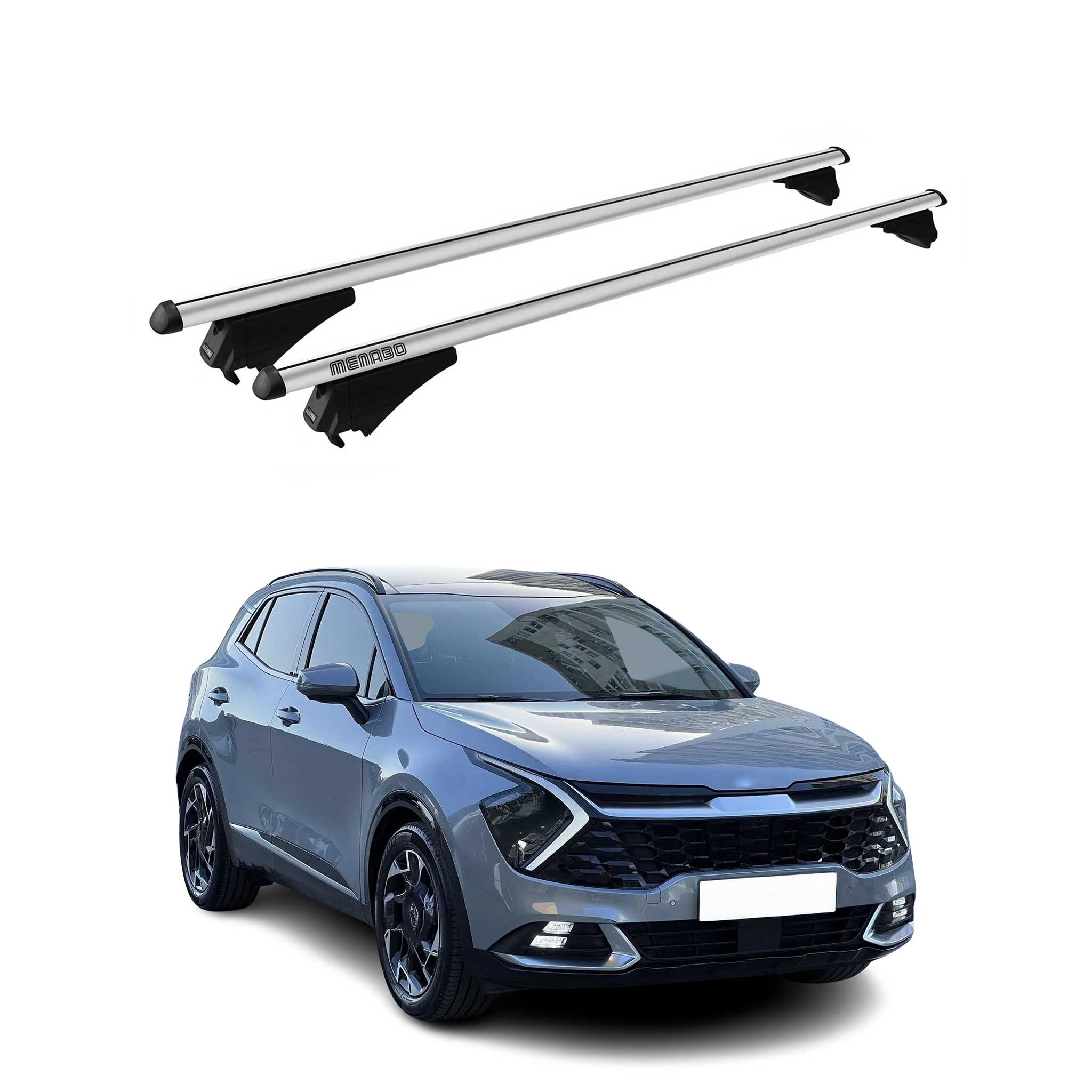 Menabo Barras de Techo Coche Baca para Kia Sportage 2021-2025 Gris Aluminio 2Pza
