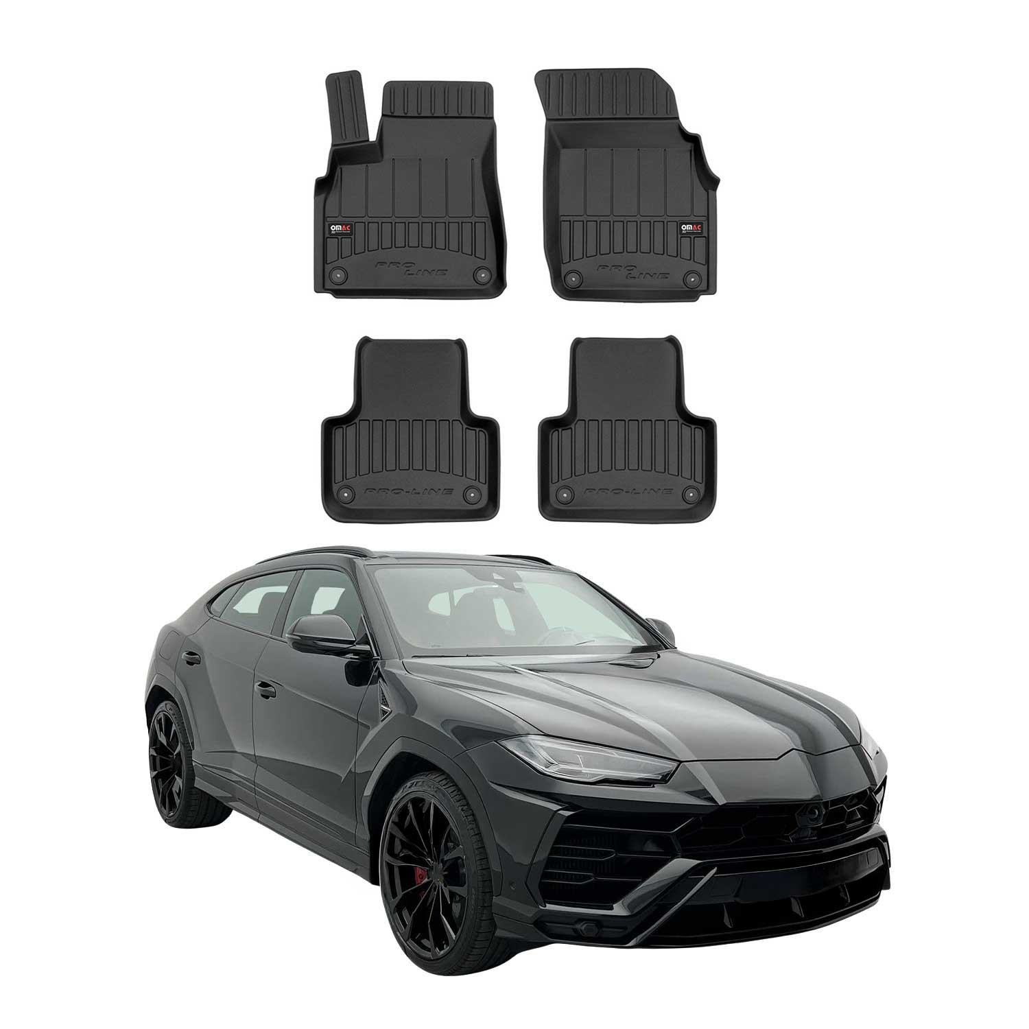 OMAC Premium Alfombrillas De Coche para Audi Q7 4M 2015-2025 Negro TPE Goma 4Pza