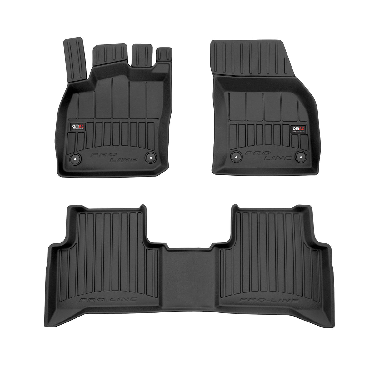 OMAC Premium Alfombrillas De Coche para VW Touran II 2015-2024 Negro TPE Goma 3x