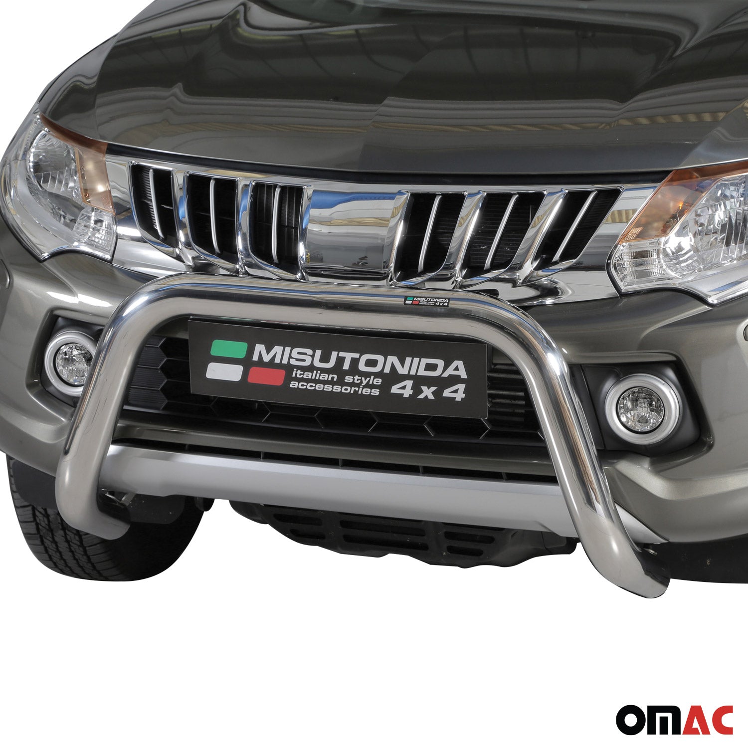 Bull Barra Frontal para Mitsubishi L200 2015-2018 Plata Brillante Acero 1Pza
