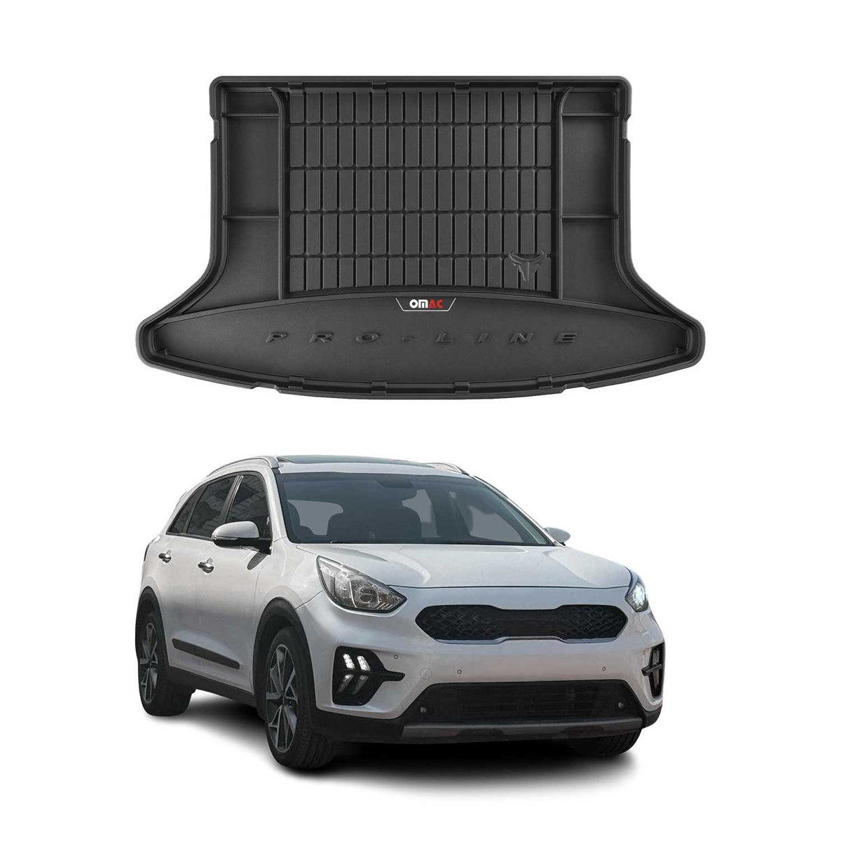 OMAC Premium Bandeja Maletero Alfombrilla para Kia Niro 2016-2022 Negro Goma TPE