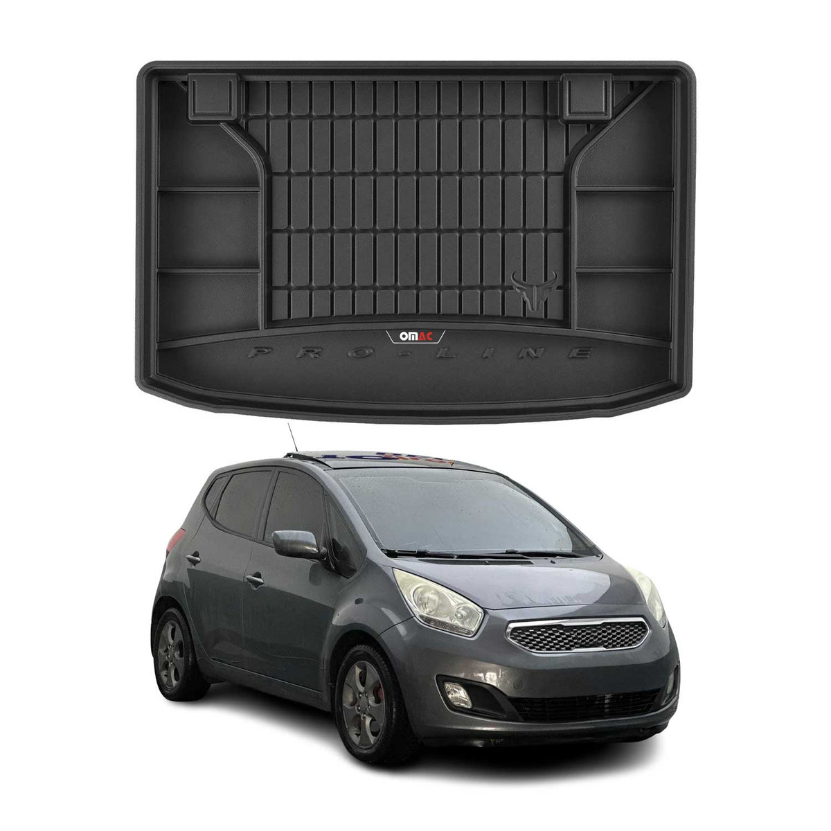 OMAC Premium Bandeja Maletero Alfombrilla para Kia Venga 2009-2019 Negro TPE