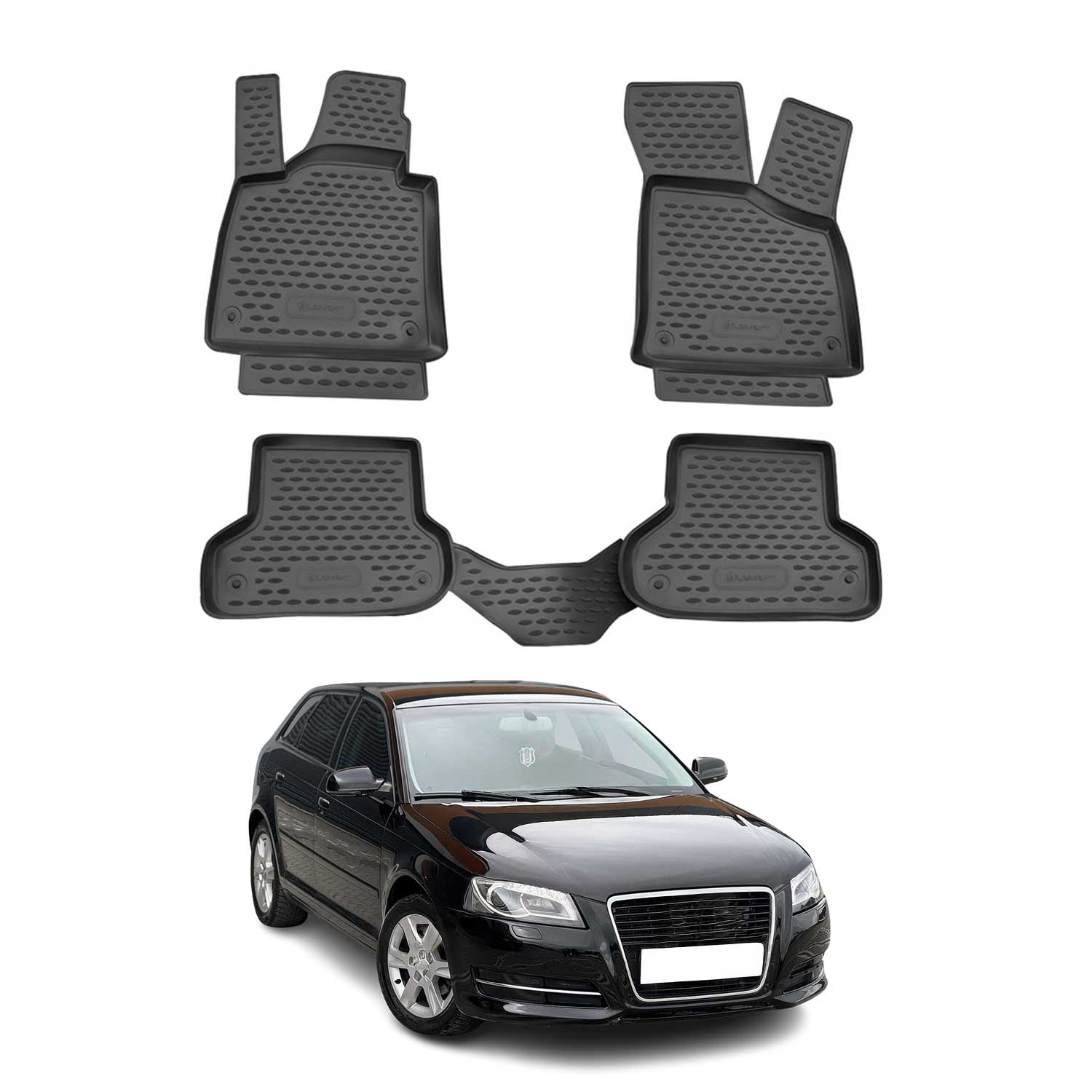 OMAC Alfombrillas De Coche para Audi A3 8P1 8PA Sportback 2003-13 Negro Goma 4x