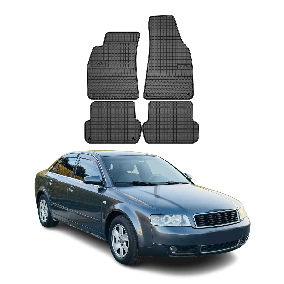 OMAC Alfombrillas De Coche para Audi A4 B6 B7 Sedán Familiar 2000-2008 Negro 4x