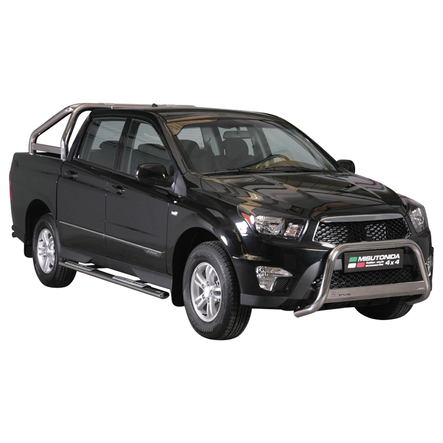 Estribos Barras Laterales para Ssangyong Actyon Sports 2012-2018 Plata Acero