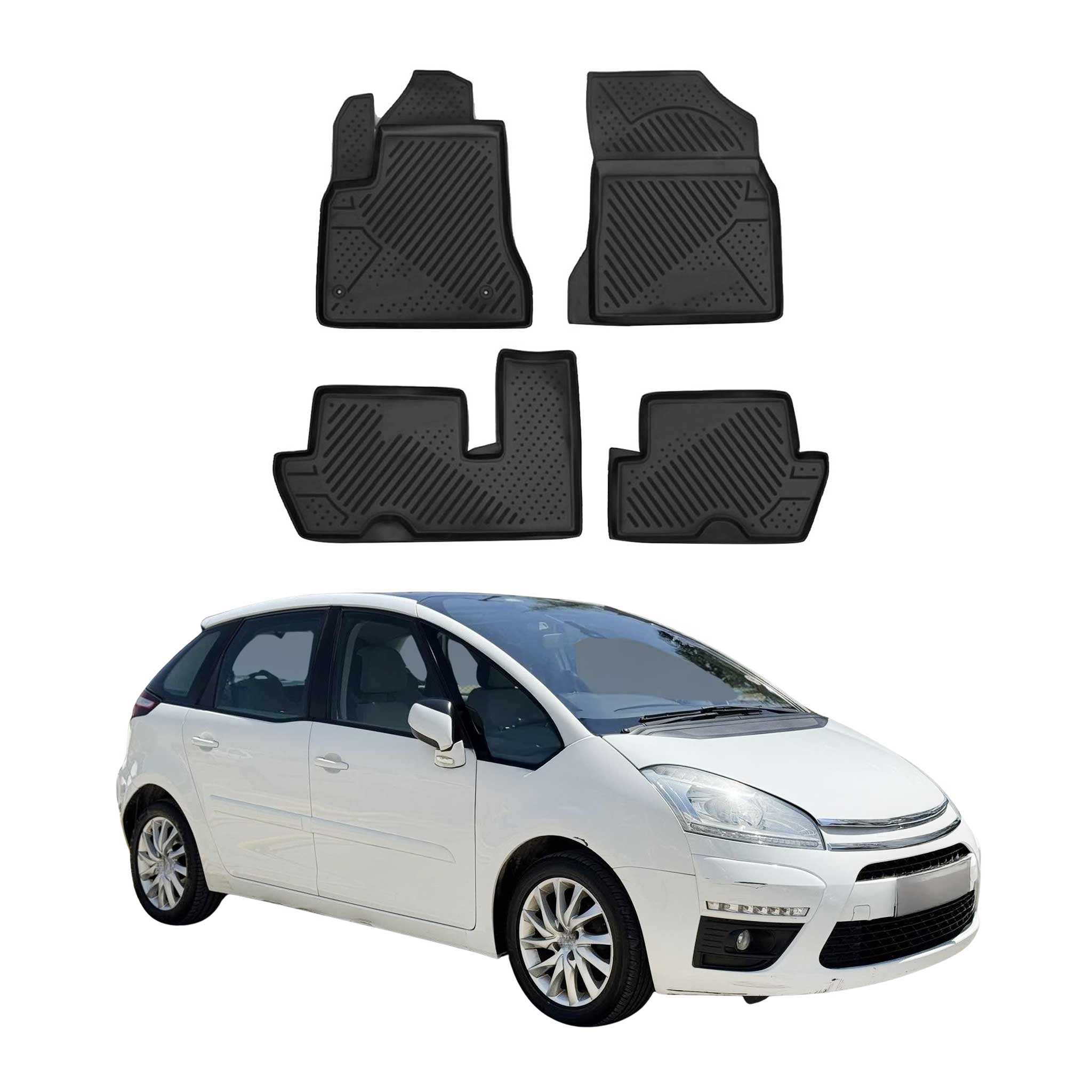 OMAC Alfombrillas De Coche para Citroen C4 Picasso 2006-2013 Negro Goma TPE 4Pza