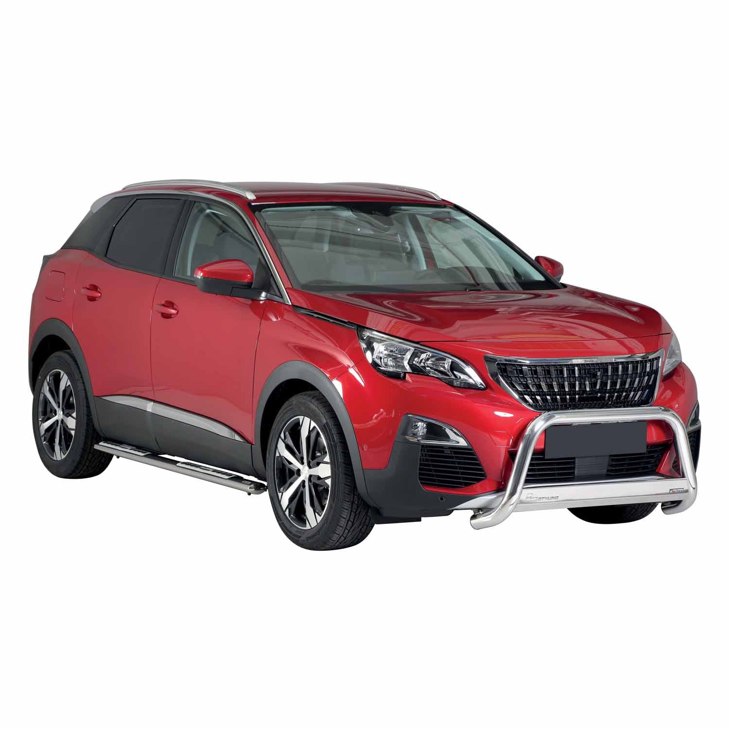 Par de Estribos Barras Laterales para Peugeot 3008 2018-2021 Plata Acero 2x