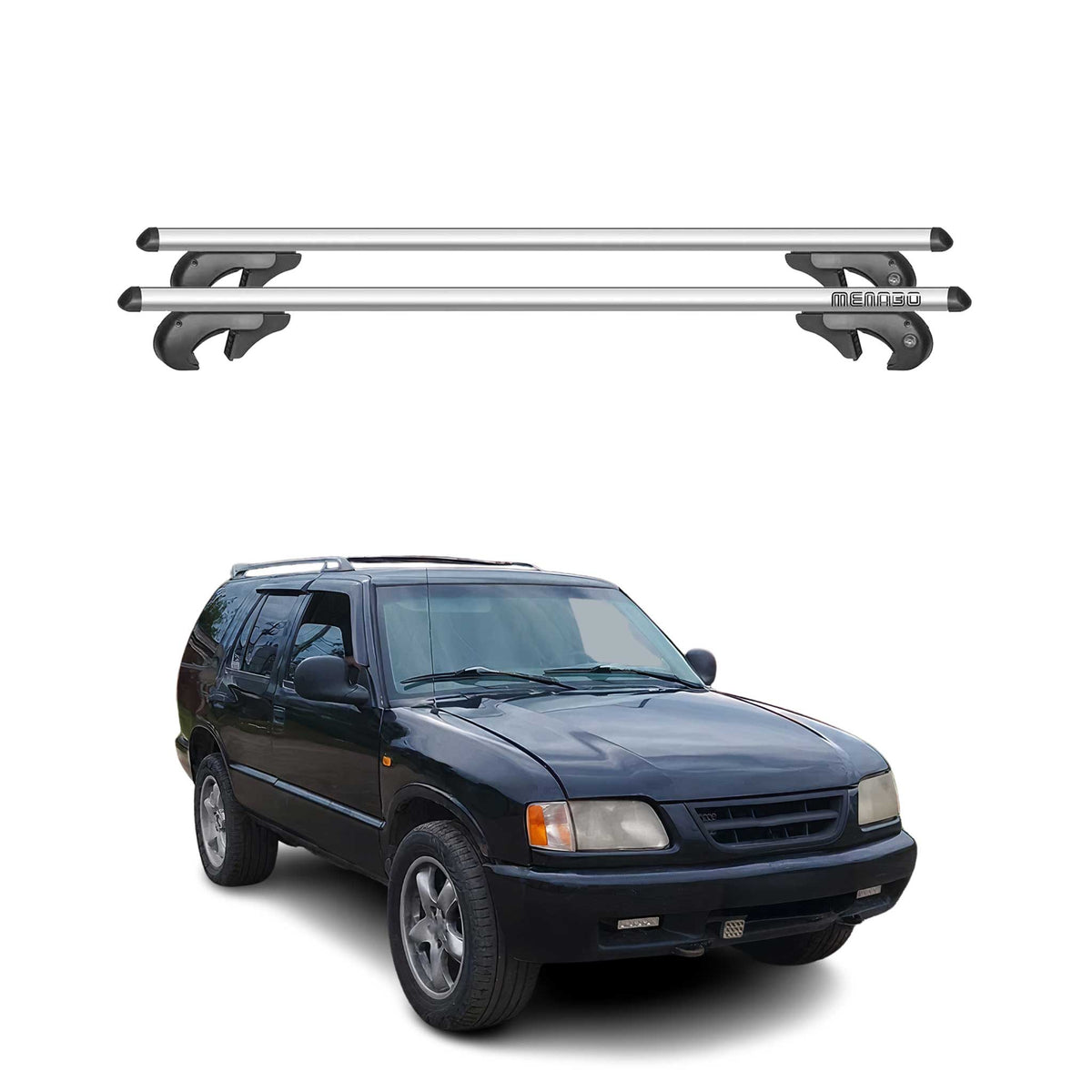 Menabo Barras de Techo Coche Barra para Chevrolet Blazer 1995-2005 Gris Alu 2Pza
