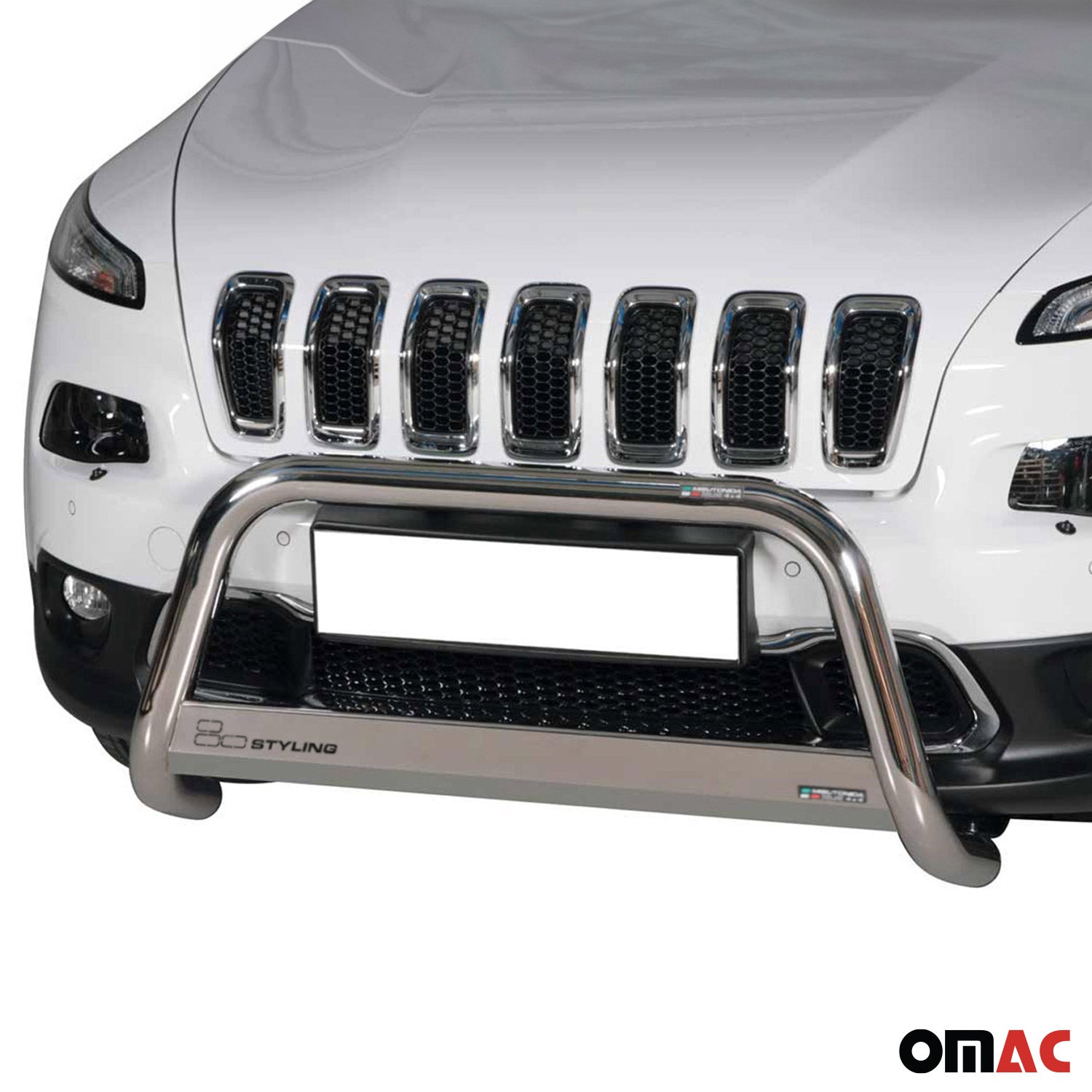 Bull Barra Frontal para Jeep Cherokee 2013-2018 Plata Brillante Acero
