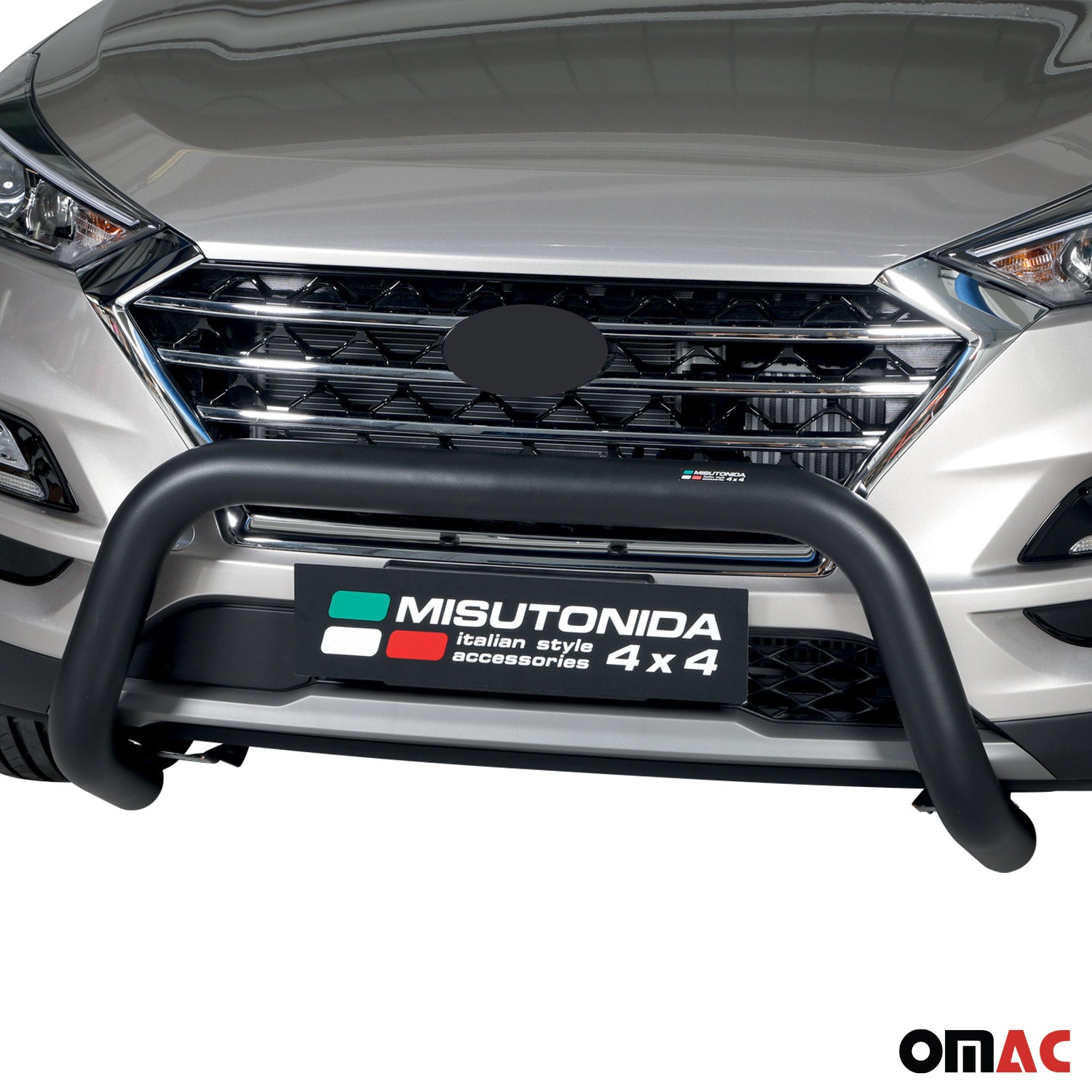Bull Barra Frontal para Hyundai Tucson 2018-2021 Negro Brillante Acero 1Pza