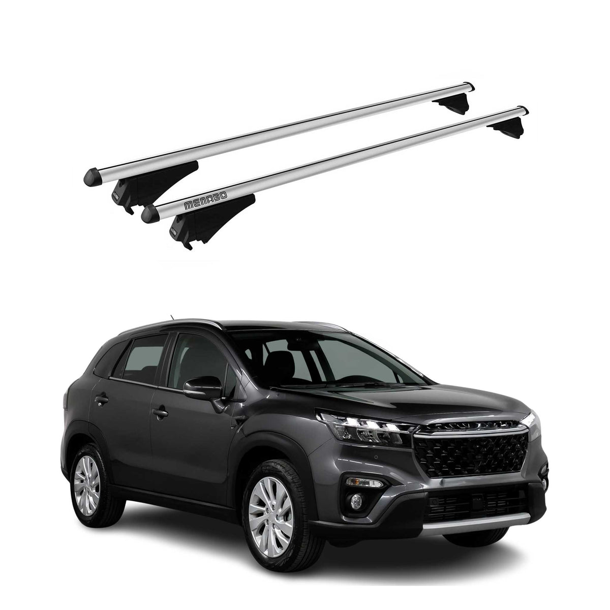 Menabo Barras de Techo Coche Baca para Suzuki SX4 S-Cross 2021-2025 Gris Alu 2x