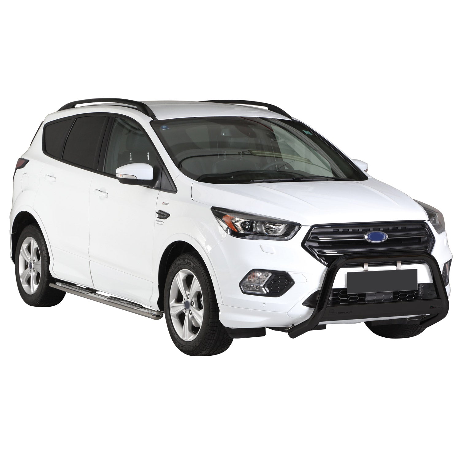 Bull Barra Frontal para Ford Kuga 2017-2019 Negro Brillante Acero