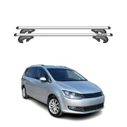 Menabo Barras Techo Coche Barra para VW Sharan 7N 2010-2015 Gris Aluminio 2Pza