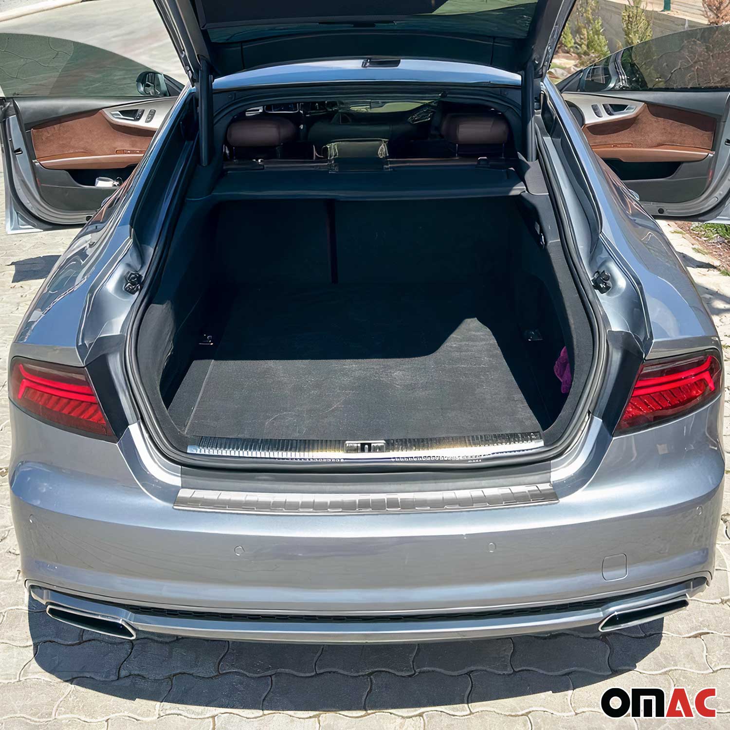 Protector Parachoques para Audi A7 4G8 Sédan 2010-2018 Plata Brillante Acero