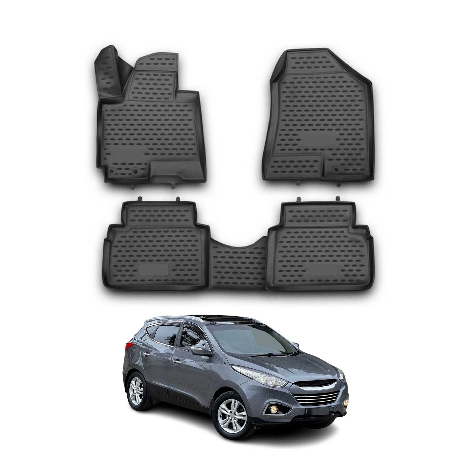 OMAC Alfombrillas De Coche para Hyundai ix35 2009-2015 Negro Goma 4Pza