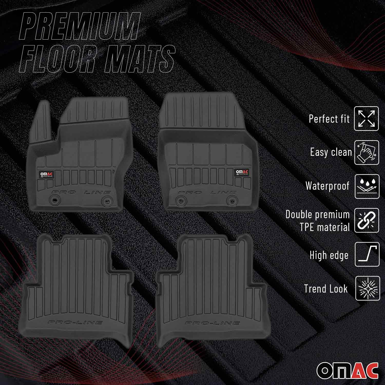 OMAC Premium Alfombrillas De Coche para Ford C-Max 2010-2019 Negro TPE Goma 4Pza