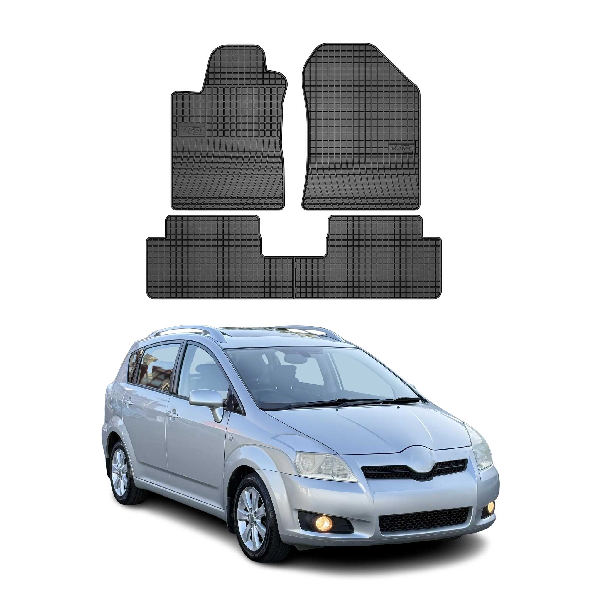 OMAC Alfombrillas De Coche para Toyota Corolla Verso 2004-2009 Negro Goma 4Pza