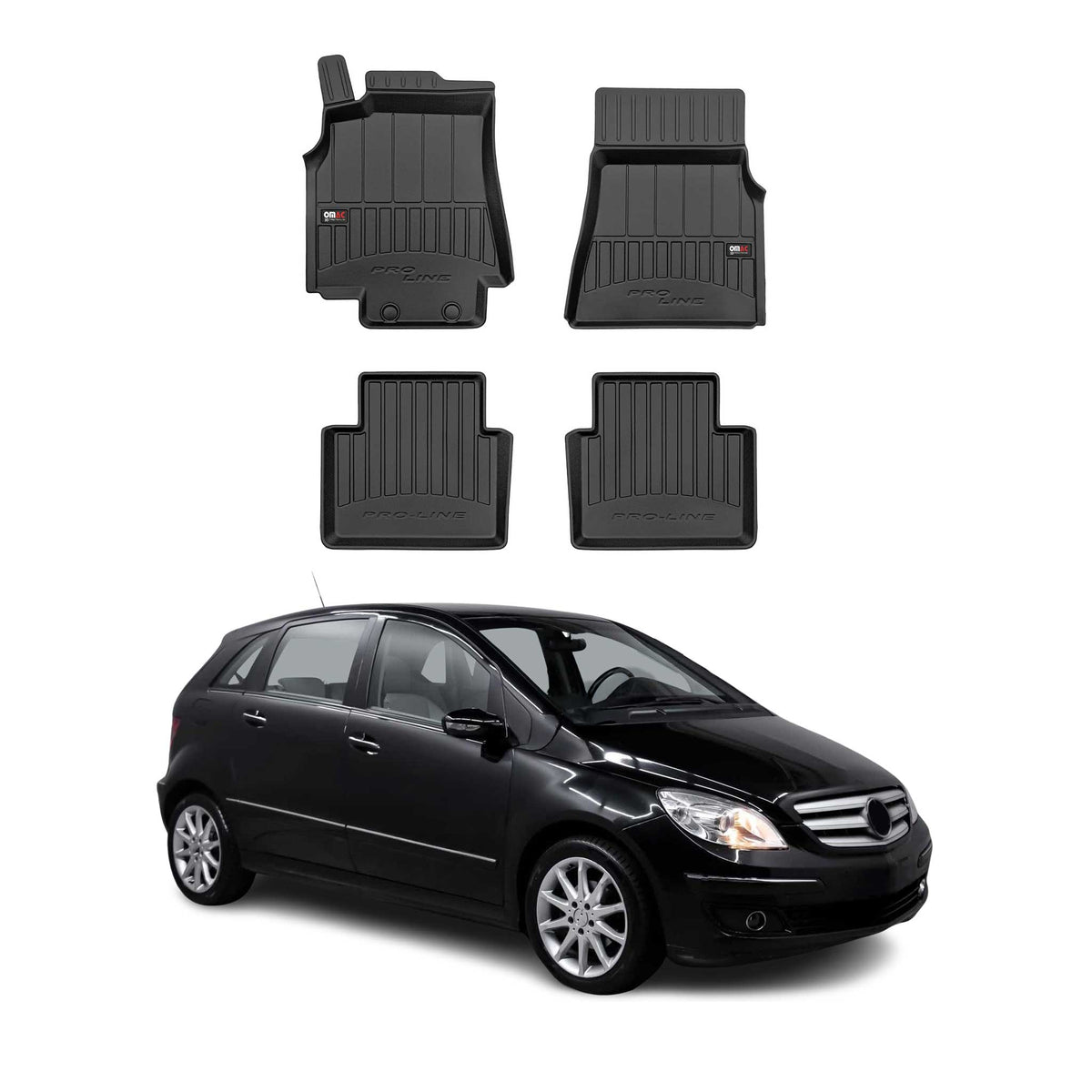 OMAC Premium Alfombrillas De Coche para Mercedes B-Klasse W245 2005-2011 Goma 4x
