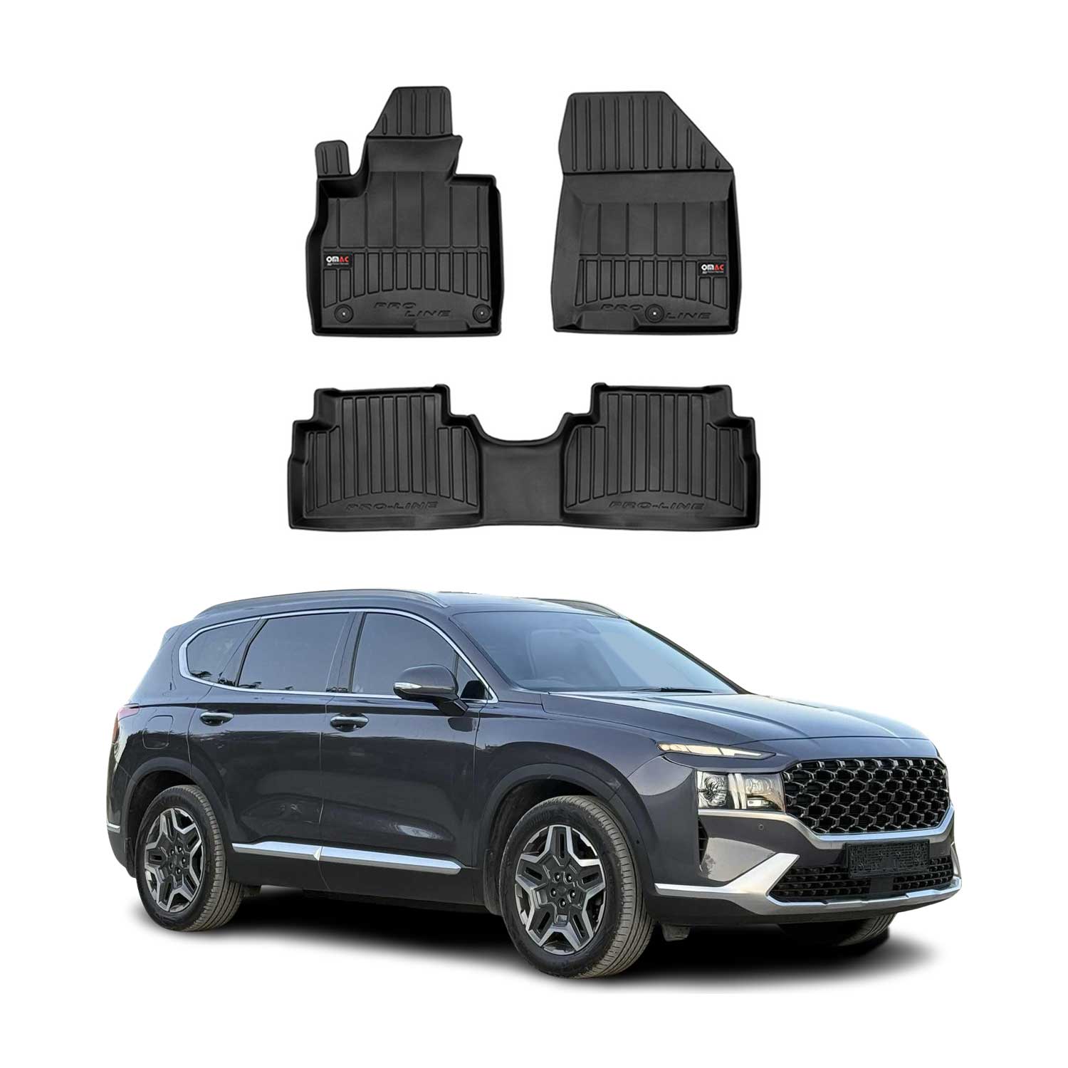 OMAC Premium Alfombrillas De Coche para Hyundai Santa Fe 2018-2025 TPE Goma 3x