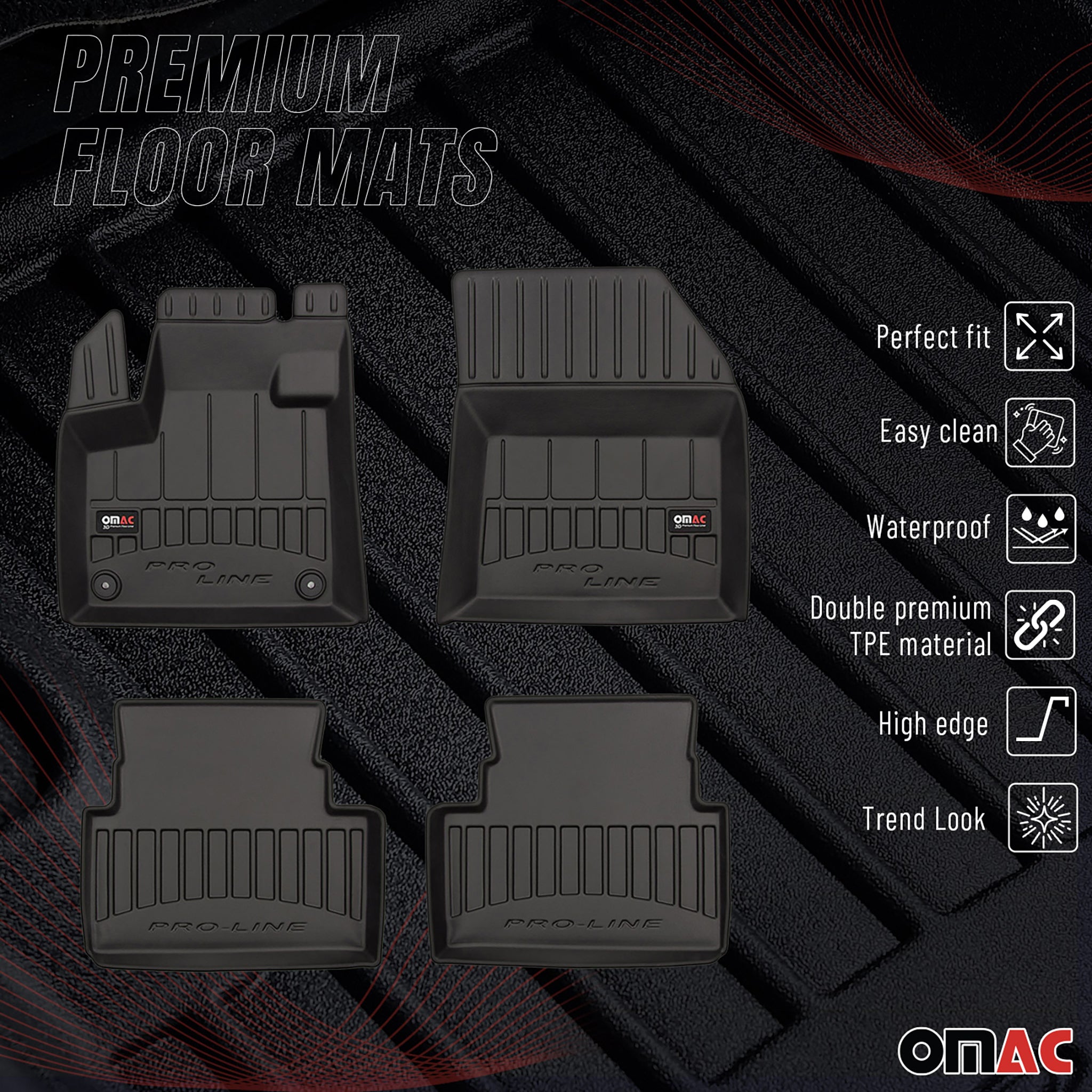 OMAC Premium Alfombrillas De Coche para Citroen C5 Aircross 2018-2025 Goma 4x