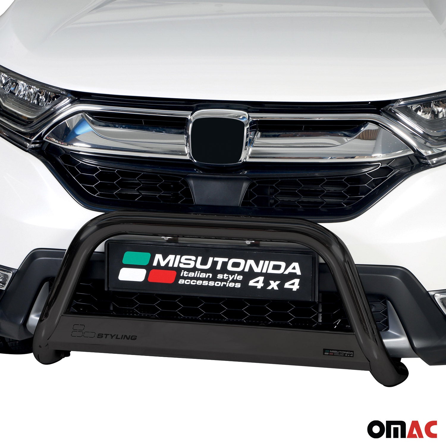 Bull Barra Frontal para Honda CR-V VH 2019-2025 Negro Brillante Acero 1Pza