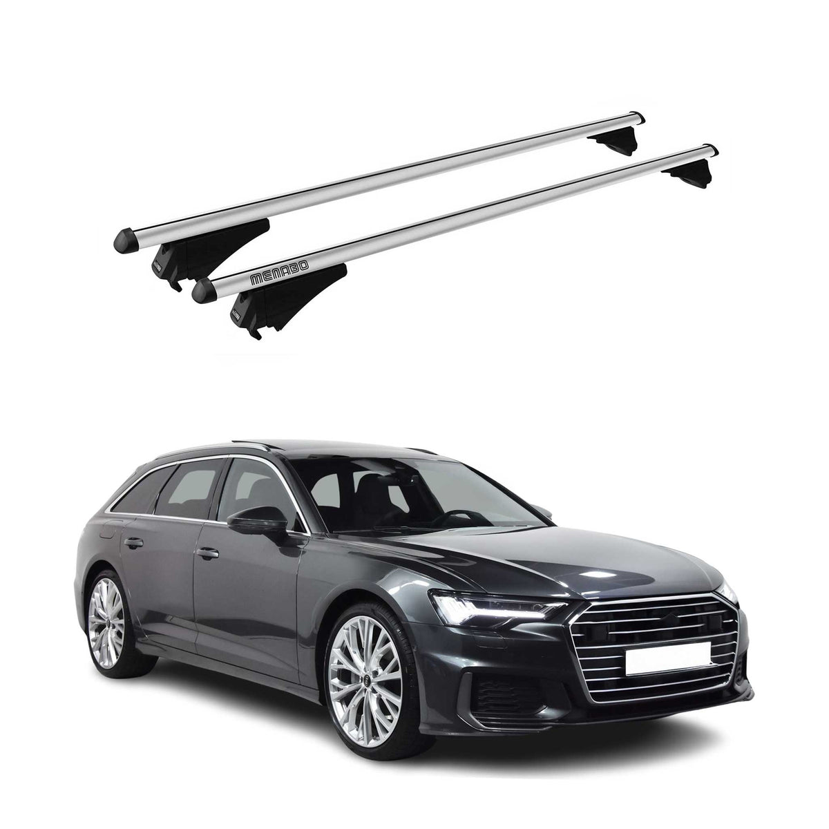 Menabo Barras de Techo Coche Baca para Audi A6 4A 2018-2025 Gris Aluminio 2Pza