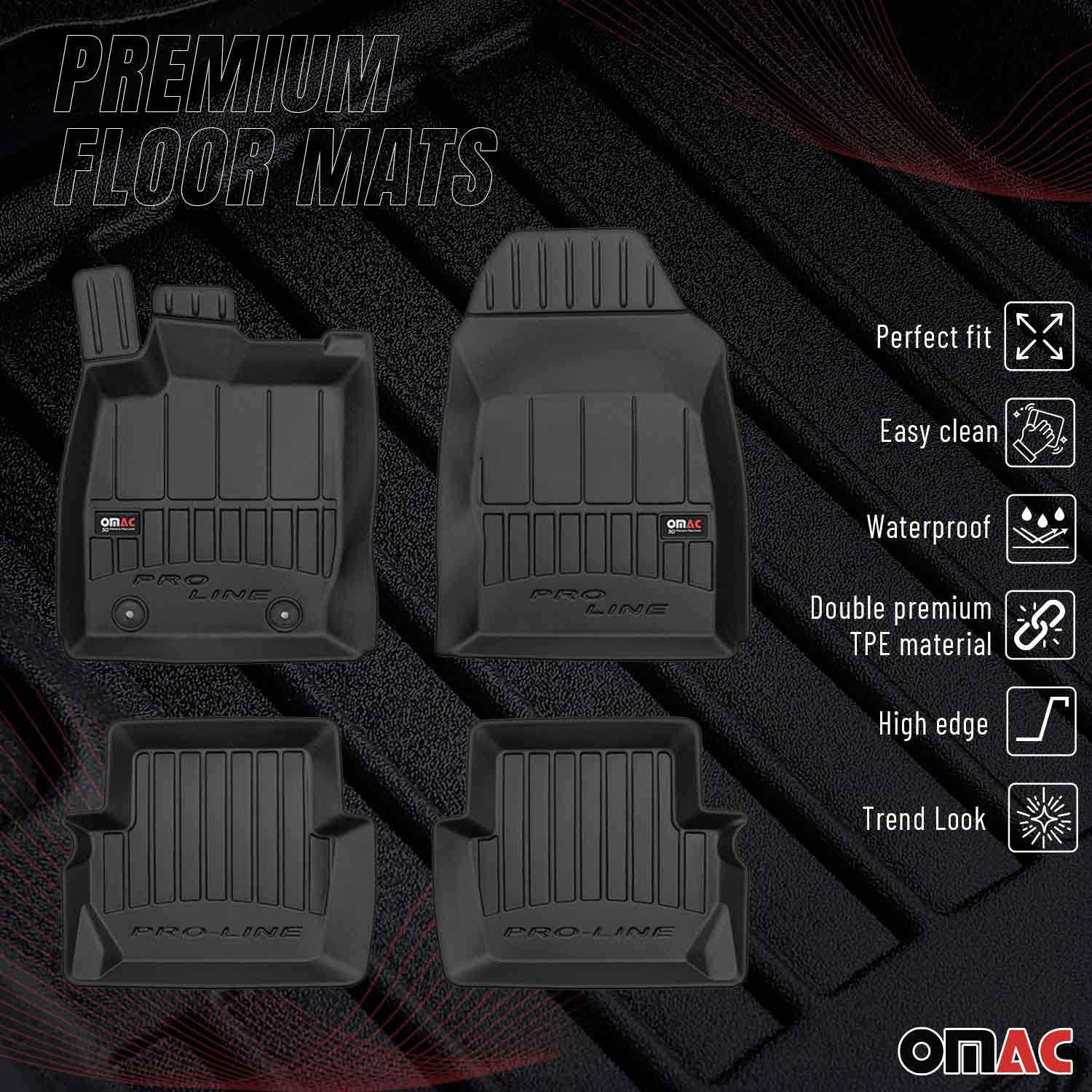 OMAC Premium Alfombrillas De Coche para Ford Fiesta 2017-2024 Negro TPE Goma 4x